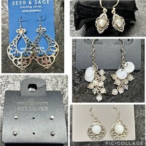 New Sterling silver jewelry lot earrings dangle studs boho hippie elegant